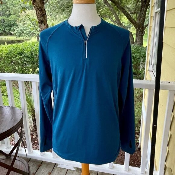 Fabletics FL2 Deep Teal 1/2 Zip Stretch Pullover. - Picture 1 of 8